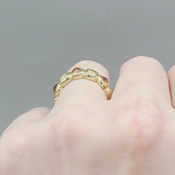 David Yurman Chiclet Band Ring With Citrine in 18k Gold - Picture 12 of 13